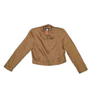 Herman Geist Jacket Cropped Full Zip Collared Long Sleeve Brown Size 10 Vintage